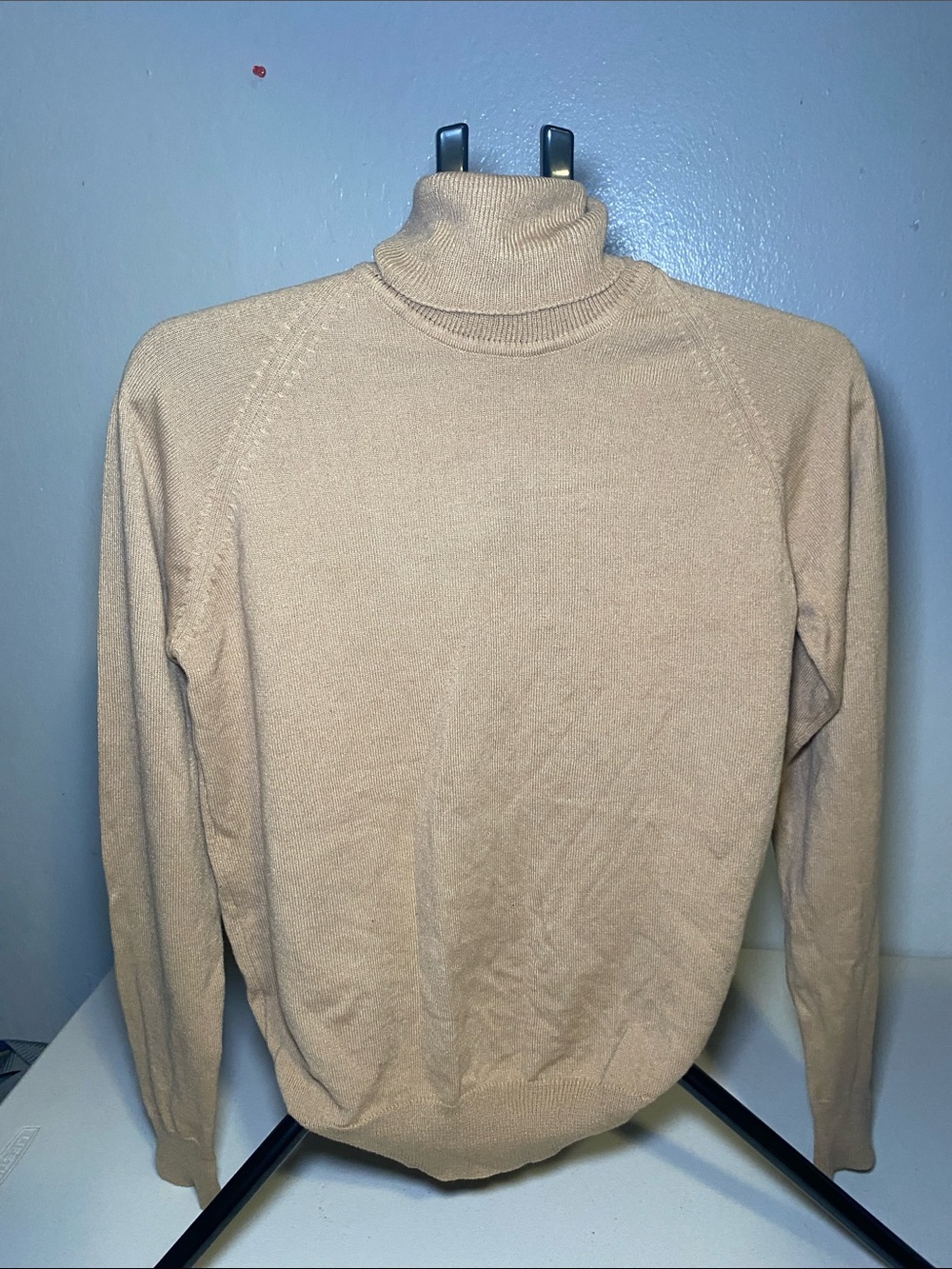 Women's Beige Turtleneck Sweater - Soft Lightweight Knit